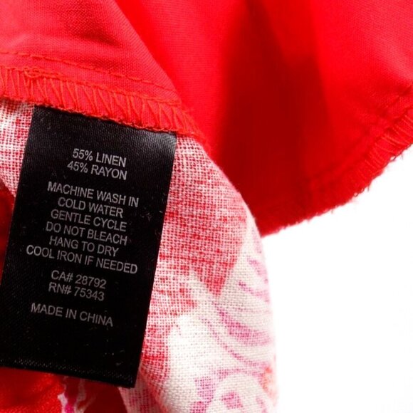 Joie Shorts High Rise Size 6 Linen Blend Coral White Floral Cuffed - Picture 6 of 6